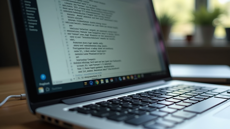 Close-up view of a laptop screen showing a college essay draft